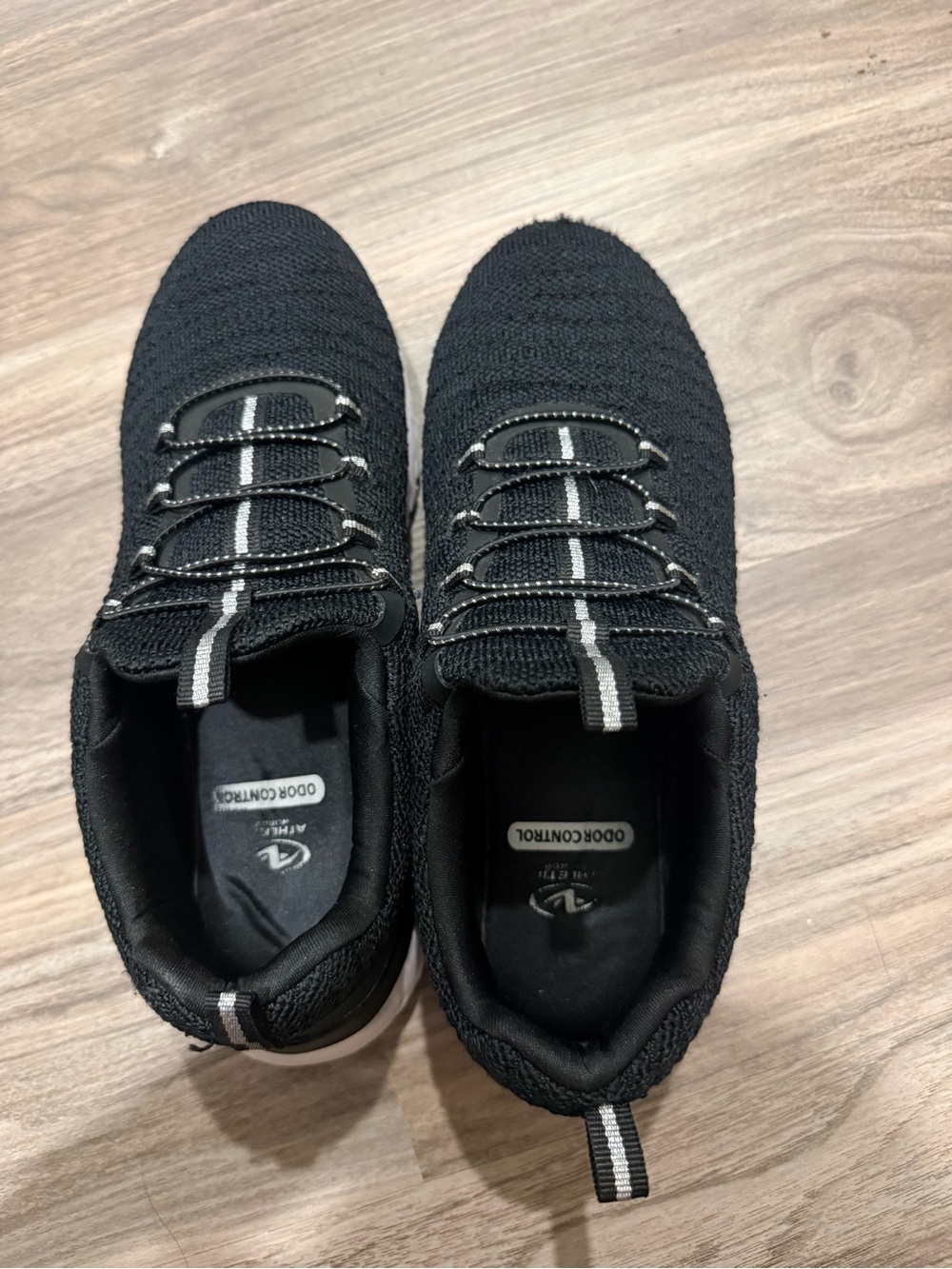 Unisex Black Knit Slip-On Sneakers with Reflective Stripe